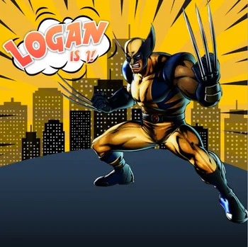 

8x8FT Superhero Super Hero Logan Happy Birthday Party Personalized DIY Custom Photo Studio Background Backdrop Vinyl 10x10 10x12