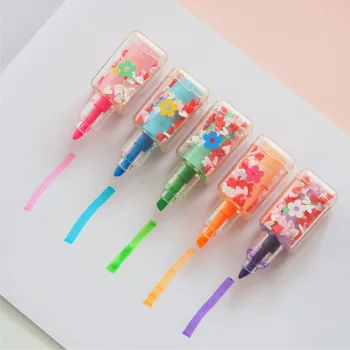 

5pcs Little Daisy Flower Patte Highlighter Marker Pen Mini Nail Bottle Shape Drawing Mildliner Stationery office School H6827