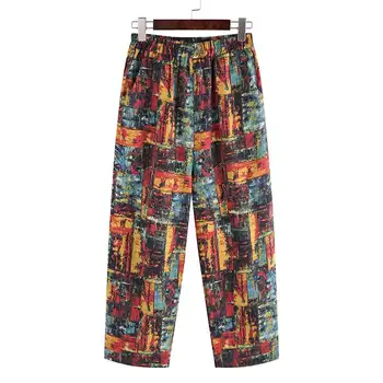 

Women Floral Print Pants ZANZEA Vintage Elastic Waist Loose Harem Pants Casual Cotton Linen Trousers Bohemian Pantalon Plus Size