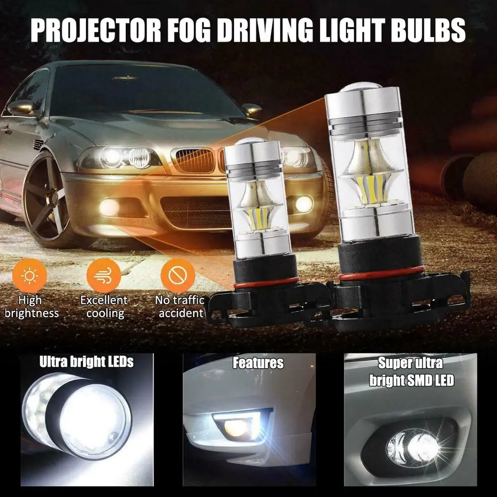 

2Pcs H11 H8 H9 LED Fog Light Bulb Conversion Kit Bulbs High Power 6500K 40W Car Fog Lamp