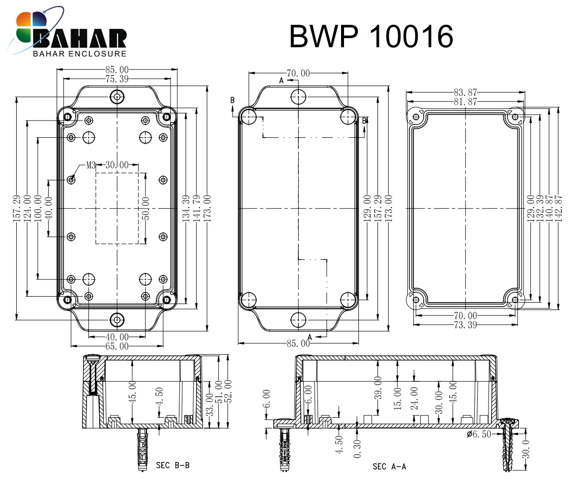 Водонепроницаемый распределительный ящик diy электронный корпус проекта дизайн настенного монтажа пластиковый корпус уплотнение провода Соединительная коробка 173*85*51 мм