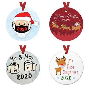 

2020 Christmas Tree Hanging Pendant Santa Claus Deer Ornament Diy Name Blessings Gift Decoration Merry Christmas Happy New Year
