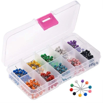 

1/8 Inch Map Push Pins, Map Tacks with 10 Assorted Colors, 500 Pieces