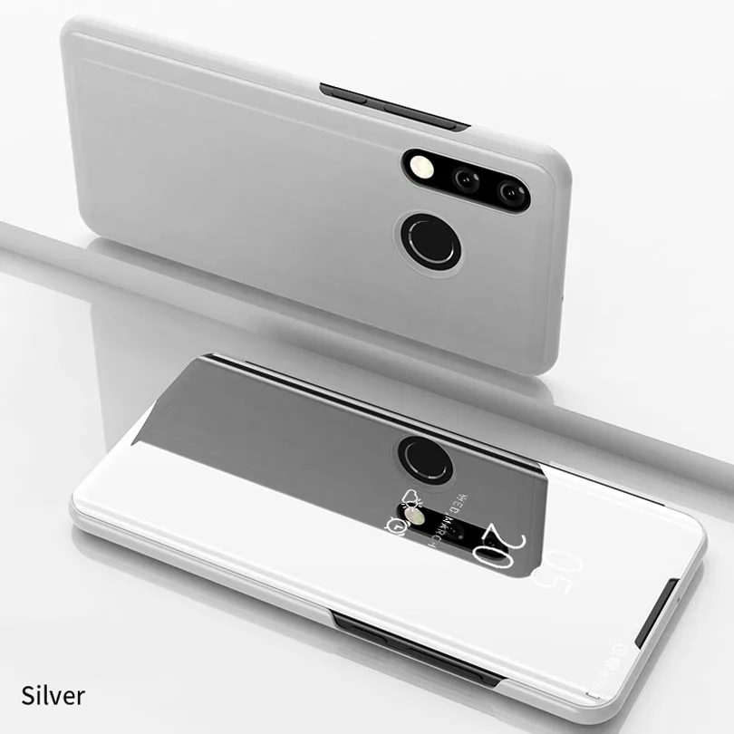 Для huawei P10 P9 плюс P8 Lite Коврики 20 10 9 8 Pro Honor 7A 7C фотоаппаратов моментальной печати 7S 8 8X 8C 10 горячая умный зеркальный кожаный захлопывающийся Чехол-книжка с подставкой для чехол для телефона - Цвет: Sliver