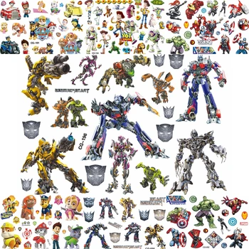 

Child Transformation Cars Robot Hero Temorary Tattoos For Boys Kids Gift Flash Tatoos Cartoon Movie Body Art Fake Tattoo Sticker