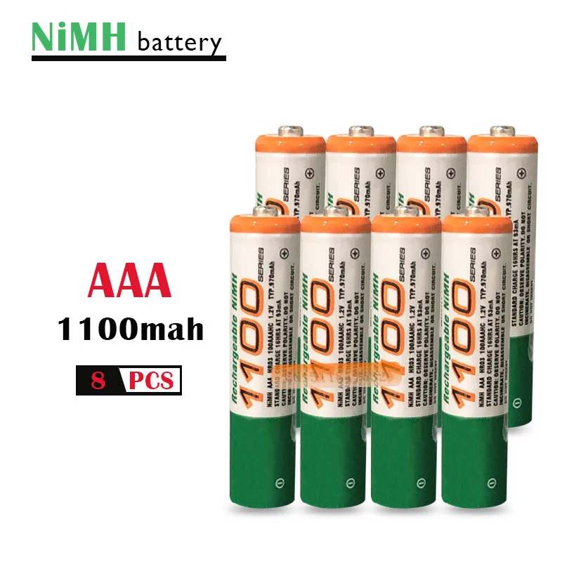 8 шт./лот AAA 1,2 V Ni-MH аккумулятор 1100mah
