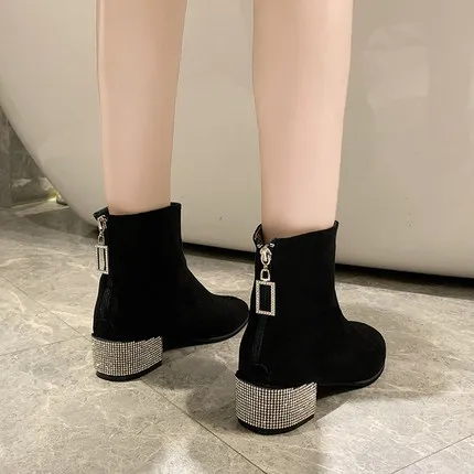 2020 spring and autumn socks boots fashion high-heeled Martin thick-heeled comfortable elastic rhinestone women's boots