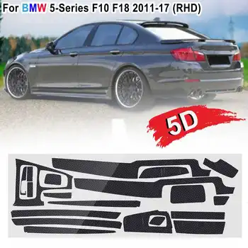 

Hot 19pcs RHD for BMW 5-Series F10 F18 2011-2017 5D Glossy/3Dmatte Carbon Fiber Pattern Car Interior Dashboard Sticker