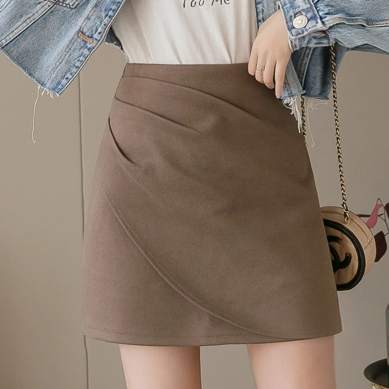 

Skirt Women's Autumn And Winter High-waisted Slimming Irregular 2019 New Style Sheath Step A- line Short Skirt Winter with Sweat