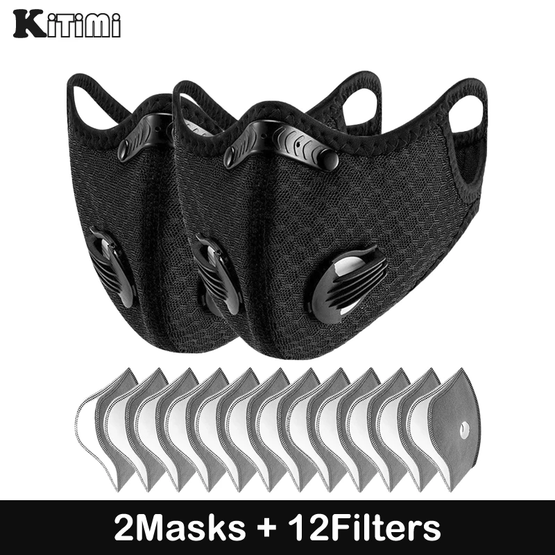 Mask 4 Replacement Pad 2 Exhaust Valves Breathable Half Face Reusable Mask Face Cover For Cycling Outdoor Working Essential