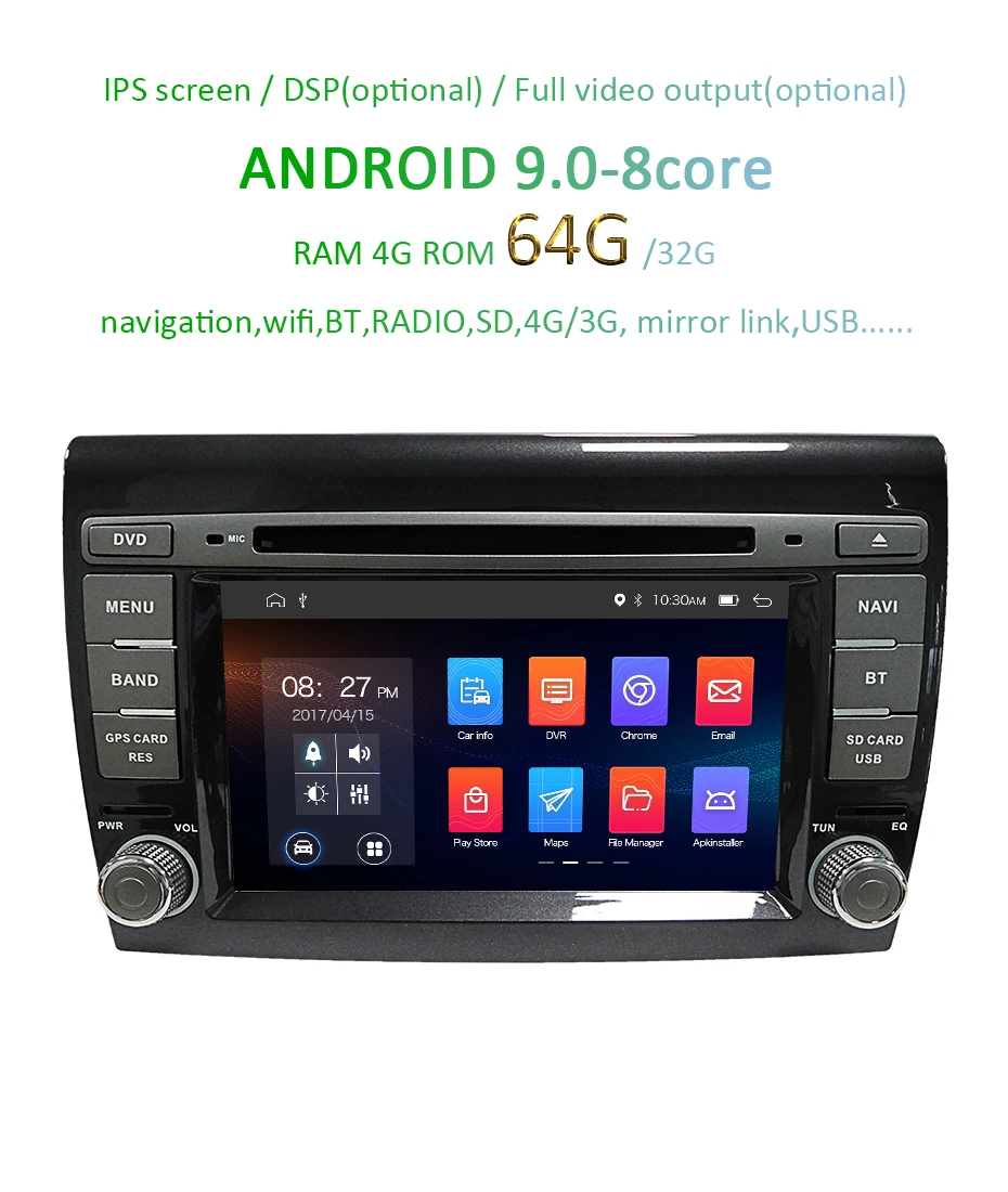 Cheap DSP IPS 64G Android 9.0 Auto GPS for Fiat Bravo 2007 2008 2009 2010 2011 2012 DVD PLAYER Multimedia Stereos Navigation Radio 2