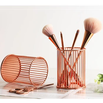 

Gold Rose Metal Pen Holder INS Light Luxury Nordic Home Vertical Storage Pencil Cosmetic Sundries Desk Organizer