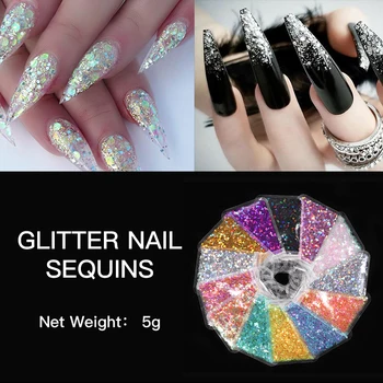 

1 Bag Mixed Nail Glitter Powder Sequins Colorful Translucent Nail Glitter Powder 3D DIY Nail Sliders Dust For Nail Art Dec