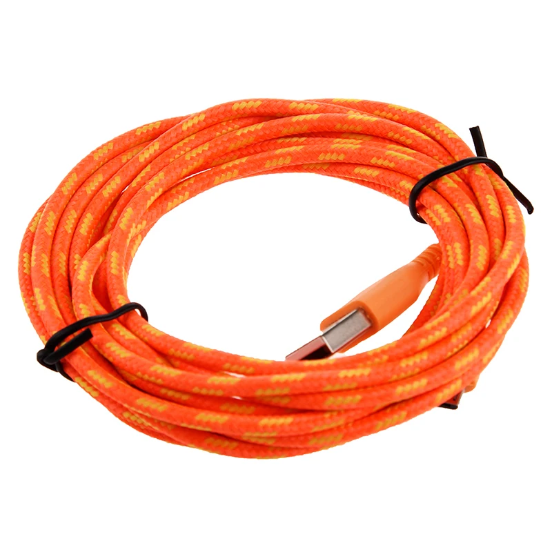 3M Braided Fabric Mini USB Data&Sync Charger Cable Cord For Cell Phone Orange|Data Cables| - AliExpress