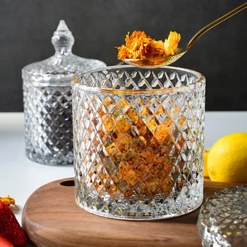 

Colorful Roman Style Jar Crystal Glass Covered Storage Jar Sugar Box Jewelry Jar Candy Jar Home Decoration LB88