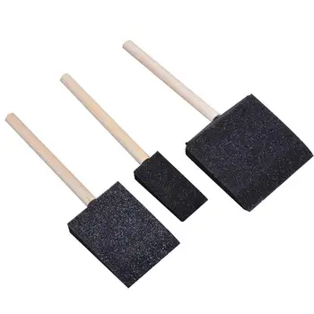 

3pcs/set of Art Sponge Brushes Wood Handle Paint Brushes Tools for Drawing Painting Graffiti (Black)