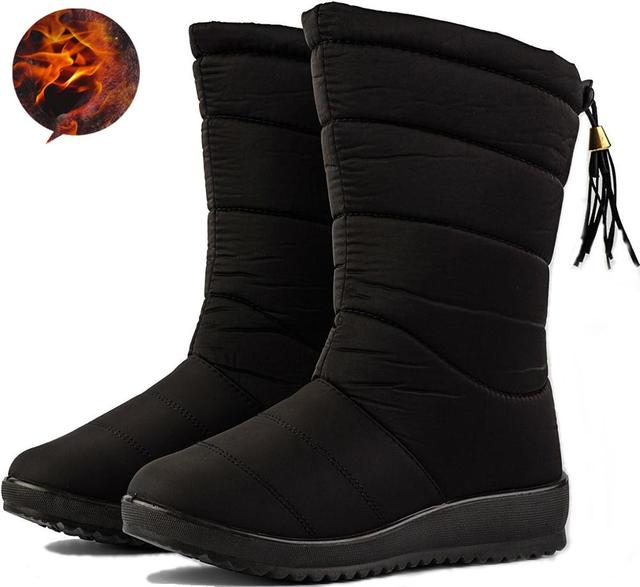 Women Boots Ankle Boots Down Snow Boots Waterproof Tassel Winter Shoes Women Warm Fur Black Boots Female Botas Mujer