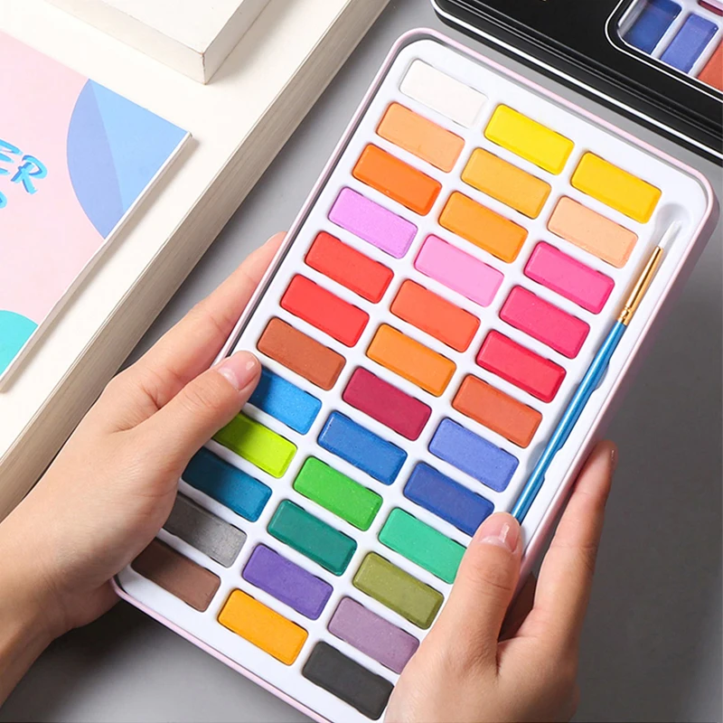 

Bgln watercolor paint set 24/36 color watercolor student hand-painted portable brush set solid gouache iron box art supplies