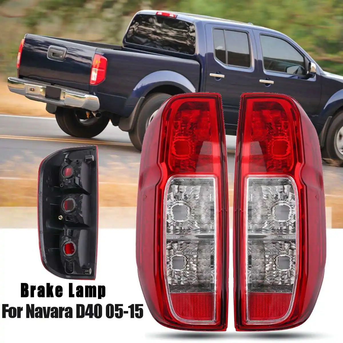 Pair Left&ampRight Tail Light Brake Lamp For Nissan Navara D40 2005-2015 #26550-EB38A Assembly 13x38CM Smoked Shell |