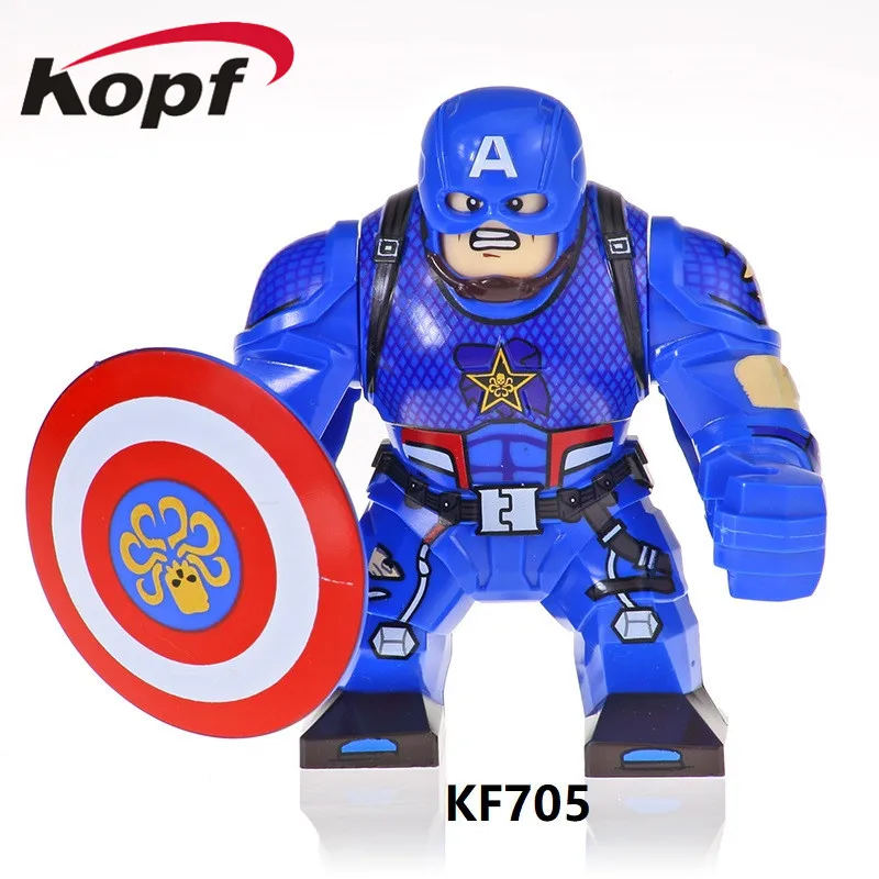 

10PCS KF705 Building Blocks Super Heroes 7CM Big Bricks Captain America Iron Man Spider Man Figures Toys For Children