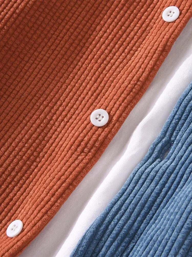 Осенние мужские контрастные Лоскутные Повседневные вельветовые рубашки с