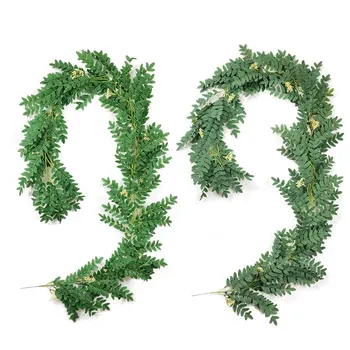 

Artificial Peony Vine Flower Garland Greenery Decorations Olive Leaf Garland Green Leaf Hanging Garland for Wedding Arch