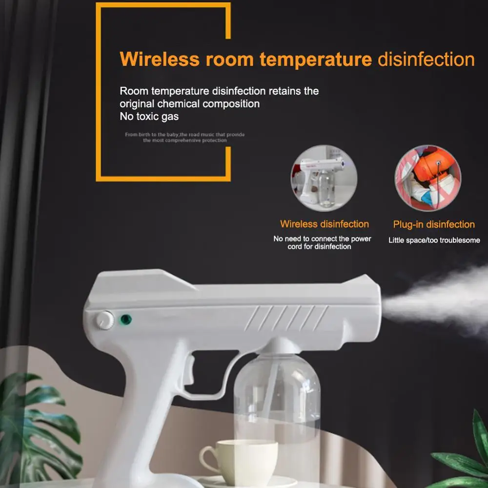 Rechargeable Electrostatic Battery Fogger Machine Portable Sprayer Gun wireless chargeing Nano Blue Ray Atomizer Office School-1