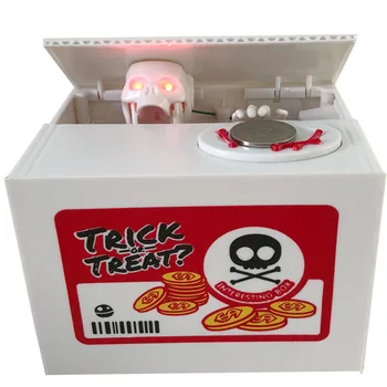

ZSIIBO Funny Kids Toy Skull Piggy bank glowing creative Children Strange Led Ghost Christmas Halloween Gift XWJ04