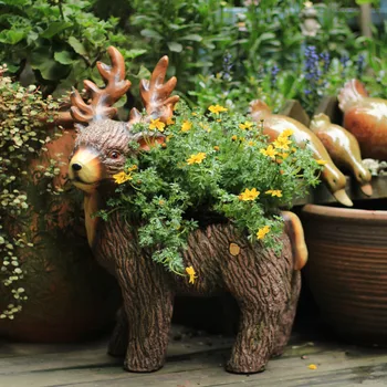 

Animal flowerpot elk Large creative Rural personality Garden decoration Outdoor patio villa garden garden pots plant pots