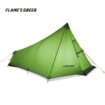 

FLAME'S CREED 3 season 1 person tents ultralight hiking camping tent outdoor 15D Nylon Rodless