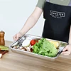 Stainless Steel Storage Metal Tray Rectangle Food Shallow Plates Serving Fruit Steaming Dish Tools Household Kitchen Accessories 4