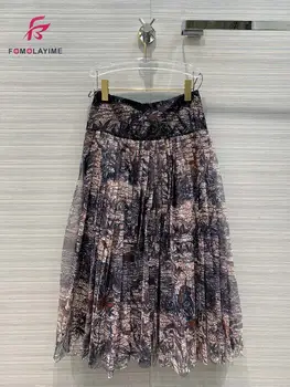 

Summer 2020 New High Quality Women's Half Skirt Tie-dye Printing Pleated Casual Holiday Skirt