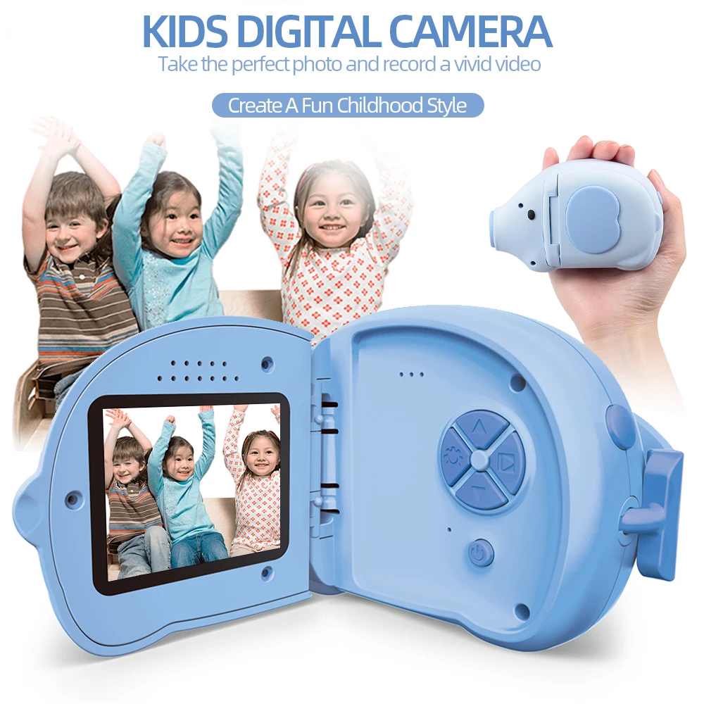 

2 Inch Kids Camera HD Mini Digital Camera 12MP Cartoon Cute Camera Toys Outdoor Photography Props for Child Birthday Gift