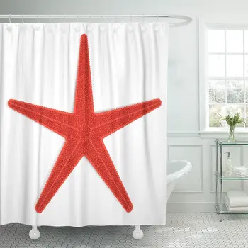 

Orange Coral Red Starfish Fish Star Animal Aquarium Aquatic Shower Curtain Waterproof Polyester Fabric 72 x 78 Inches Set