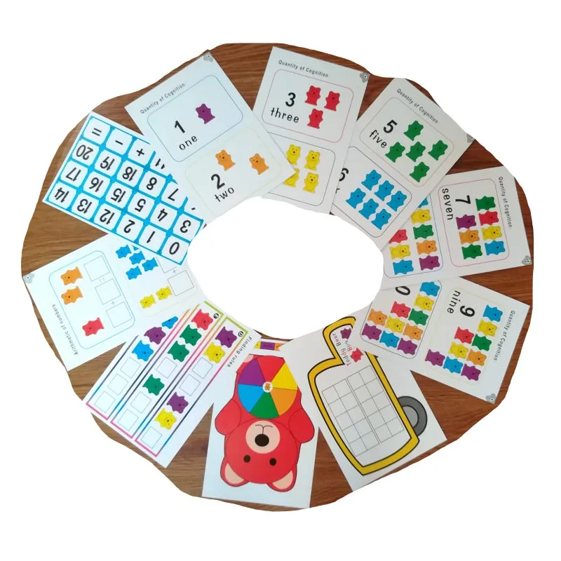 60pcs/set colorful Counting Bears Montessori Matching Game playing and Learning Cards Educational Color Sorting Toys For Baby