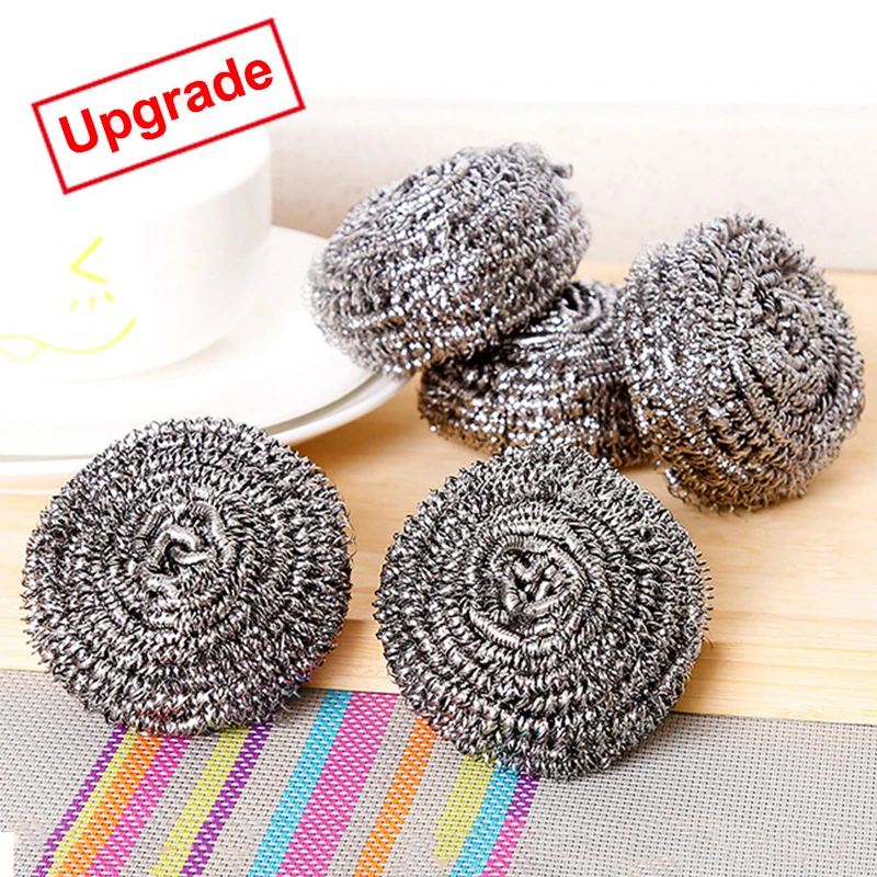 

4 Pcs Stainless Steel Scourer Wire Dish Pot Kitchen Cleaning Ball Washing Dishes Scrubbers Pan Bowl Cleaner Kitchen Accessories
