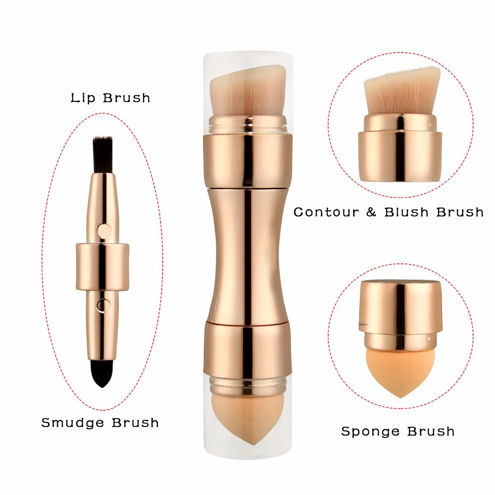 Professional 4 In 1 Makeup Brushes Foundation Eyebrow Shadow Eyeliner Blush Powder Brush Cosmetic Concealer
