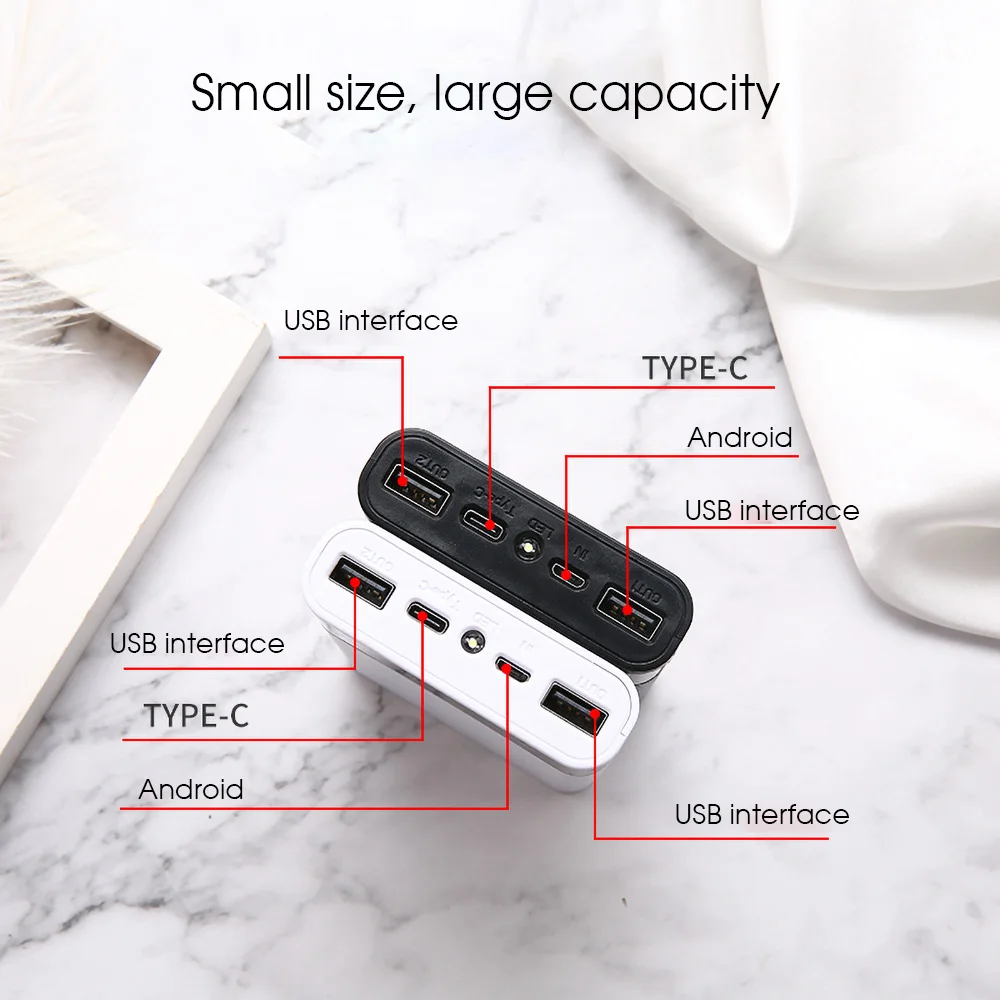Battery Storage Box Fast Charging 18650 Power Bank 20000mAh USB Type C 5V For iPhone Xiaomi Huawei