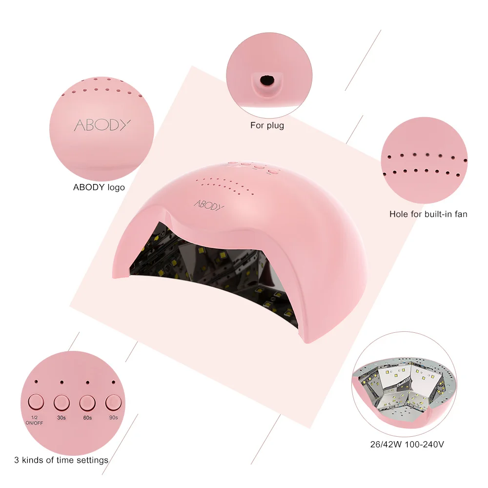 

Abody 42W UV Lamp Nail Dryer for Nail Gel Polish Curing Machine Ultraviolet Fingernail & Toenail Art Manicure Tools US/EU Plug
