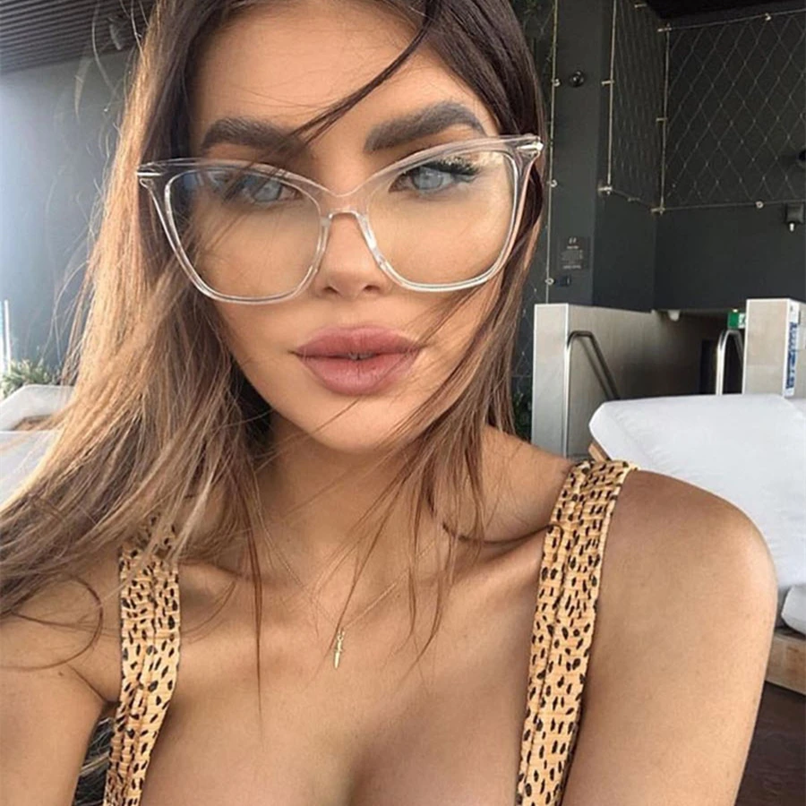 

Higodoy Fashion Women Cat Eye Eyeglasses Oversized Metal Spectacle Frame Clear Lens Glasses Frame Optical For Computer