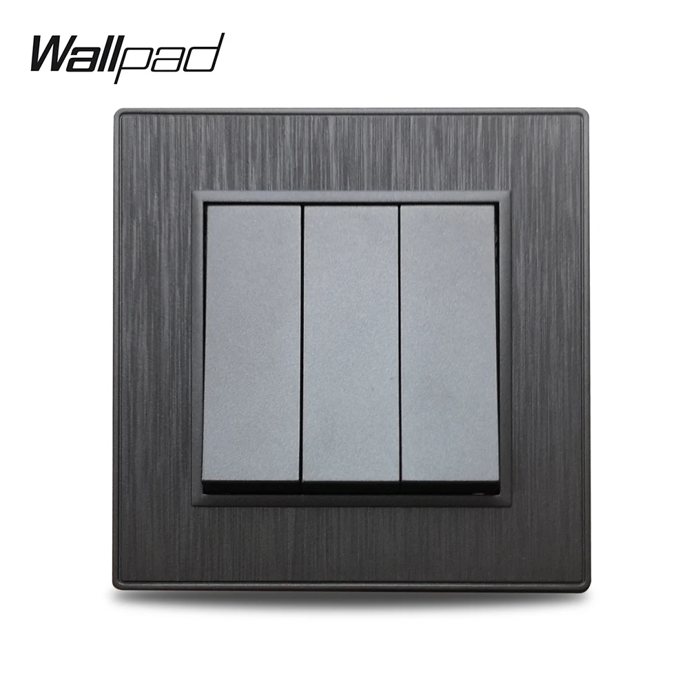 Wallpad S6 черный серебристый золотой 3 х клавишный двухсторонний электрический