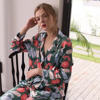 

New Style Pajamas Spring and Autumn Long Sleeve Korean Casual Loose Size Lovely Women's Home Wear Set