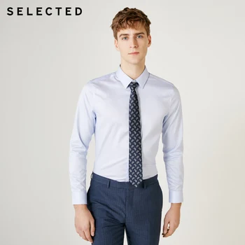 

SELECTED Men Slim Fit Slightly Stretch Jacquard Long-sleeved Shirt T|419205513