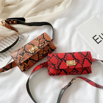 

Newest Women Waist Fanny Pack Belt Bag Travel Hip Bum Bag Small Purse Chest Pouch Snake Skin Belt Bag 2020