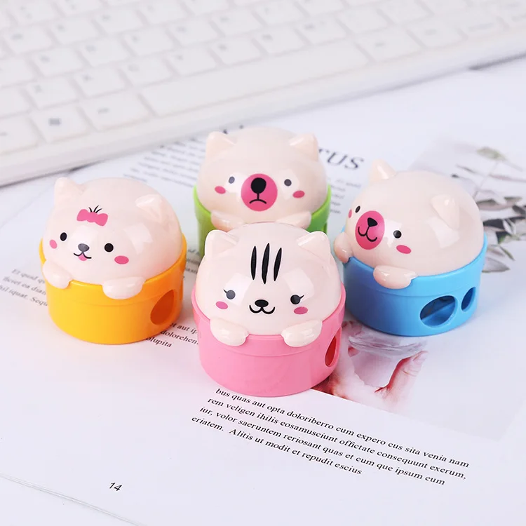 

Ellen Brook 1 Pcs Stationery Double Holes Cartoon Cat Bear Plastic Pencil Sharpener For Kids Student School Office Supplies Gift