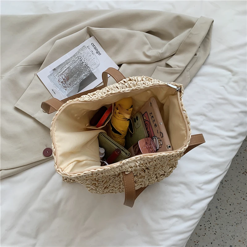 Summer Fashion Straw Woven Underarm Shoulder Bags For Women Casual Large Capacity Bohemian Beach Female Shopping Handbag Totes