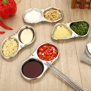 

Stainless Steel Seasoning Dish Plate Multipurpose Snack Saucers Round Sauce kitchen Rice Container Picnic Use Tableware Plates