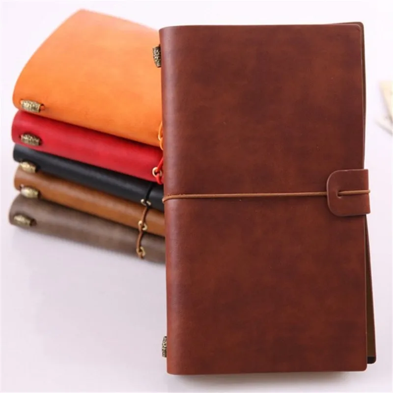

Vintage Travelers Notebook Diary Notepad Soft PU Leather Literature Note Book Kraft Paper A6 Journal Planners School Stationery