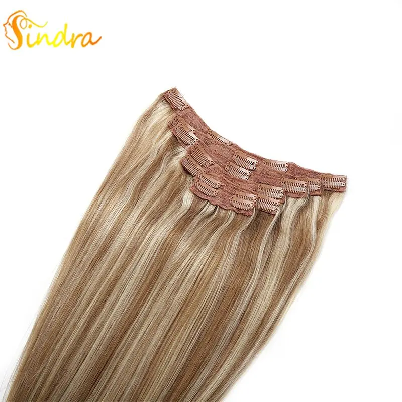 Sindra 7 шт./компл. 14 "-24" Волосы remy прямые волосы для наращивания на заколках |
