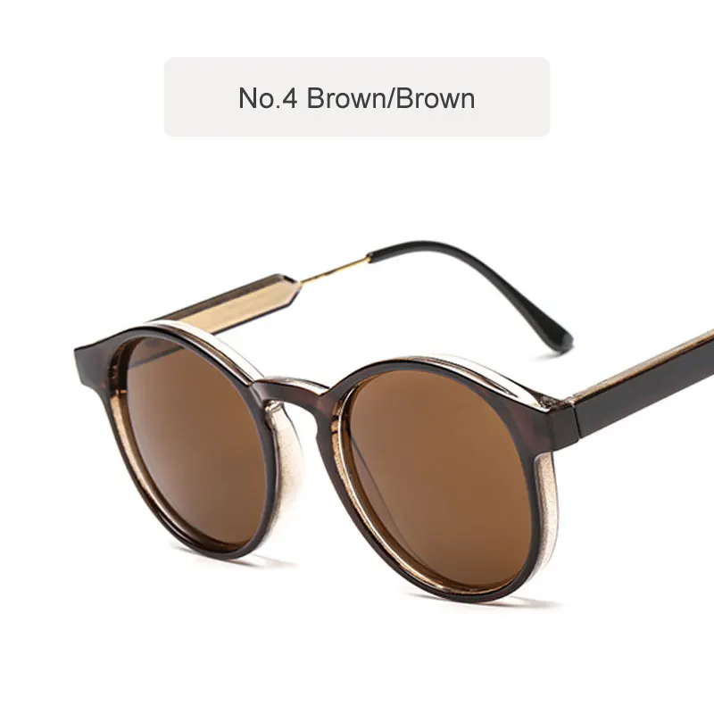 C4 Brown Ретро Круглые Солнцезащитные очки женские мужские брендовые дизайнерские винтажные круглые женские солнцезащитные очки модные Oculos De Sol Feminino UV400 - Цвет линз: C4 Brown